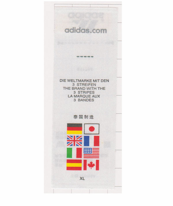 adidas洗标 五色柔性版印刷